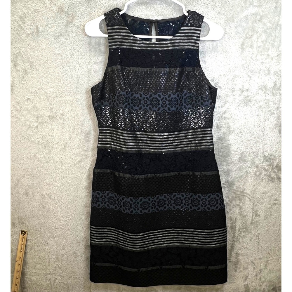 Kay Unger New York Sheath Cocktail Dress Size 6 Dark Glam‎ Sparkly Sophisticated